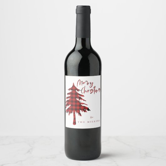 Niedlicher Minimalistischer Karierter Muster Weihn Weinetikett (Vorderseite)