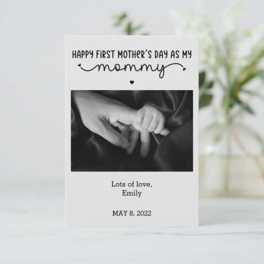 Niedlicher Minimalistischer Muttertag Karte (Stehend Vorderseite)