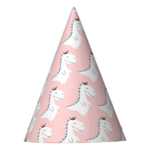Niedlicher Minimalistischer Rosa Dino Dinosaurier  Partyhütchen