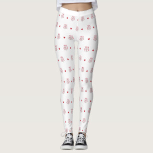 Niedlicher Minimalistischer Rot-Weiß-Liebe Herzbau Leggings