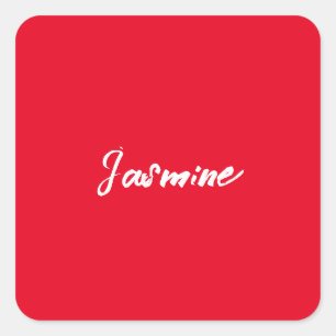 Niedlicher Minimalistischer Roter Kalligraphie Quadratischer Aufkleber