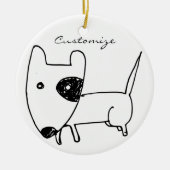 Niedlicher Minimalistischer Schwarzaugen-Hund Thun Keramik Ornament (Vorne)