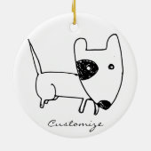 Niedlicher Minimalistischer Schwarzaugen-Hund Thun Keramik Ornament (Hinten)