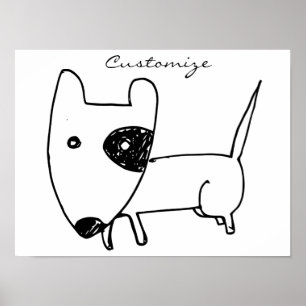 Niedlicher Minimalistischer Schwarzaugen-Hund Thun Poster