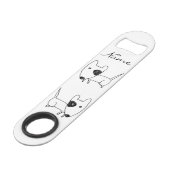 Niedlicher Minimalistischer Schwarzaugen-Hund Thun Speed Flaschenöffner (Rückseite Schrägansicht)