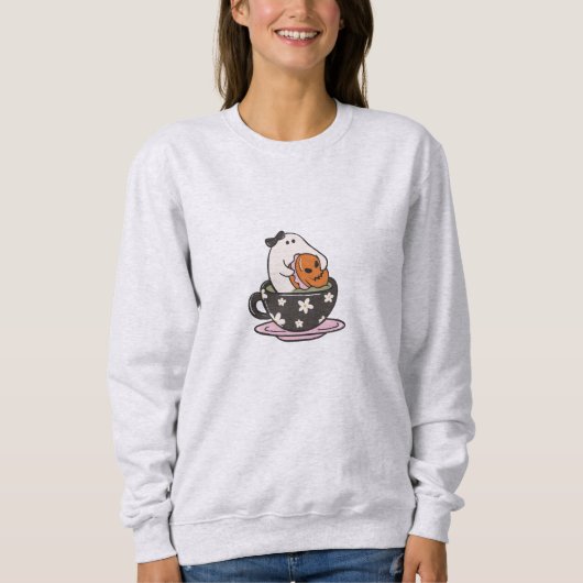 Niedlicher Minimalistischer Spooky Coquette Hallow Sweatshirt (Vorderseite)