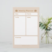 Niedlicher Minimalistischer Wochenplaner Briefpapier (Stehend Vorderseite)