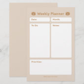 Niedlicher Minimalistischer Wochenplaner Briefpapier (Vorne/Hinten)