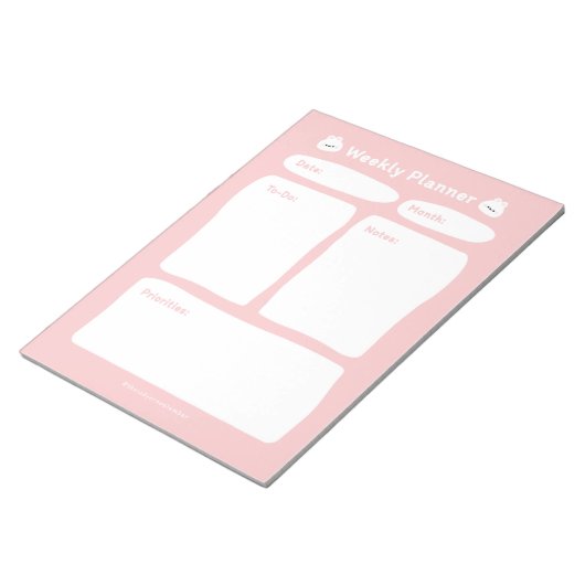 Niedlicher Minimalistischer Wochenplaner Notizblock (angewinkelt)
