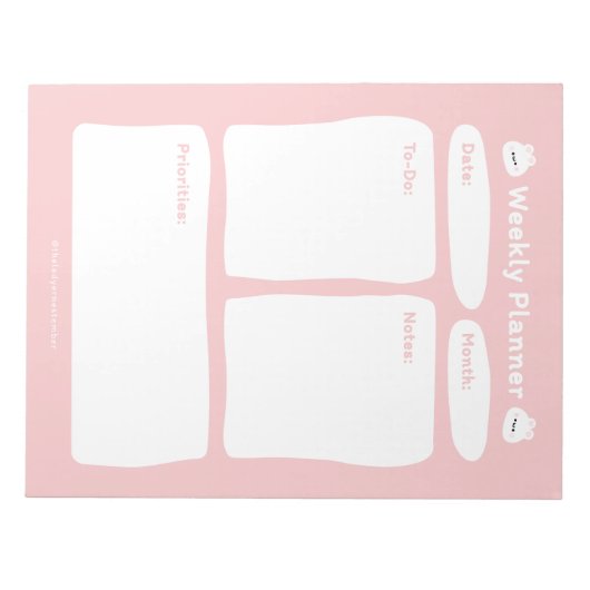 Niedlicher Minimalistischer Wochenplaner Notizblock (Vorderseite)