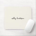 Niedlicher Minimalwert der weißen Monogramm Addier Mousepad<br><div class="desc">Ein einfaches und elegantes Monogramm-Design mit vollem Namen.</div>