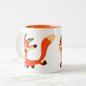 Niedlicher Mischling Cartoon Fox Zweifarbige Tasse (Vorderseite Links)