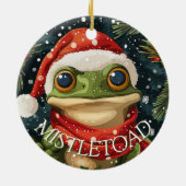 Niedlicher Mistletoad Weihnachtsfrosch in Weihnach Keramik Ornament (Hinten)