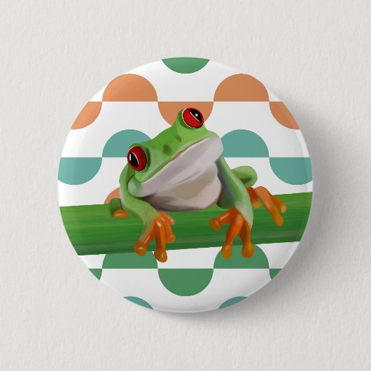 Niedlicher Mit Augen Baumfrosch mit farbenfroher G Button (Vorderseite)