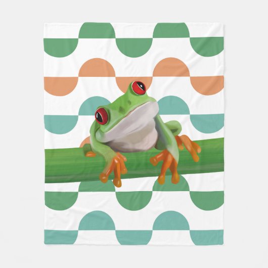 Niedlicher Mit Augen Baumfrosch mit farbenfroher G Fleecedecke (Vorderseite)