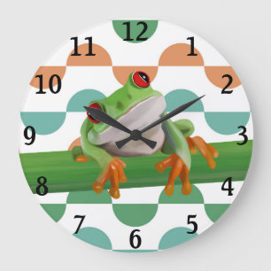 Niedlicher Mit Augen Baumfrosch mit farbenfroher G Große Wanduhr