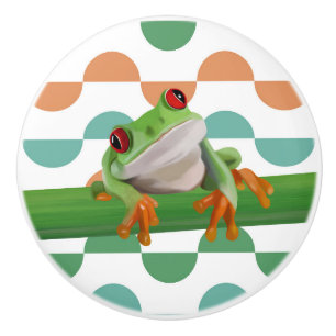 Niedlicher Mit Augen Baumfrosch mit farbenfroher G Keramikknauf