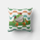 Niedlicher Mit Augen Baumfrosch mit farbenfroher G Kissen (Rückseite)