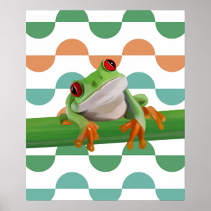 Niedlicher Mit Augen Baumfrosch mit farbenfroher G Poster