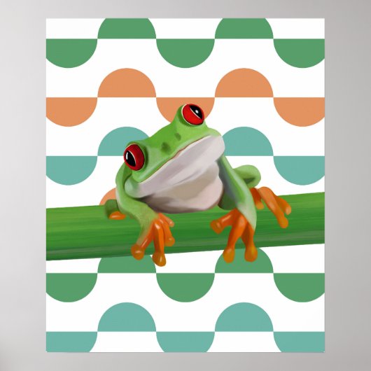 Niedlicher Mit Augen Baumfrosch mit farbenfroher G Poster (Vorne)