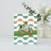 Niedlicher Mit Augen Baumfrosch mit farbenfroher G Postkarte (Stehend Vorderseite)