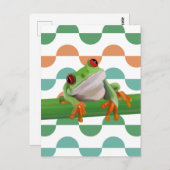 Niedlicher Mit Augen Baumfrosch mit farbenfroher G Postkarte (Vorne/Hinten)