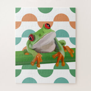 Niedlicher Mit Augen Baumfrosch mit farbenfroher G Puzzle