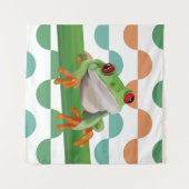 Niedlicher Mit Augen Baumfrosch mit farbenfroher G Wandteppich (Vorderseite (Horizontal))