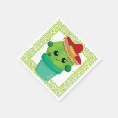 Niedlicher Mit Augen Kakteen in Red Sombrero Serviette (Ecke)
