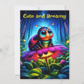 Niedlicher, mit Augen Ladybug mit einem mystischen Einladung (Vorderseite)