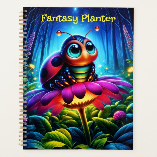 Niedlicher, mit Augen Ladybug mit einem mystischen Planer (Vorderseite)