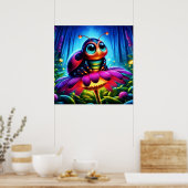 Niedlicher, mit Augen Ladybug mit einem mystischen Poster (Küche)