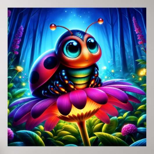 Niedlicher, mit Augen Ladybug mit einem mystischen Poster (Vorne)