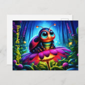 Niedlicher, mit Augen Ladybug mit einem mystischen Postkarte (Vorne/Hinten)