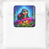 Niedlicher, mit Augen Ladybug mit einem mystischen Quadratischer Aufkleber (Tasche)