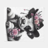 Niedlicher mit Blume verzierter Kälberhut Fleecedecke (Vorderseite (Horizontal))