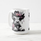 Niedlicher mit Blume verzierter Kälberhut Kaffeetasse (Vorderseite Links)