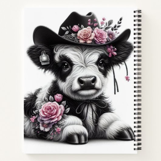 Niedlicher mit Blume verzierter Kälberhut Notizblock (Rückseite)