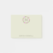 Niedlicher Mit Monogramm Grünkranz Post-it Klebezettel (Vorderseite)