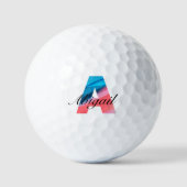 Niedlicher mit Monogramm Initial A Korallenblau Golfball (Vorderseite)
