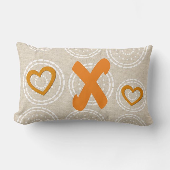 Niedlicher Mit Monogramm Leinenlook Lendenkissen (Vorderseite)