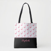 Niedlicher Mit Monogramm Name Pink Flamingo Stilli Tasche (Vorderseite)