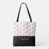 Niedlicher Mit Monogramm Name Pink Flamingo Stilli Tasche (Rückseite)