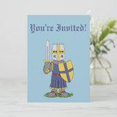Niedlicher mittelalterlicher Ritter Einladung (Stehend Vorderseite)
