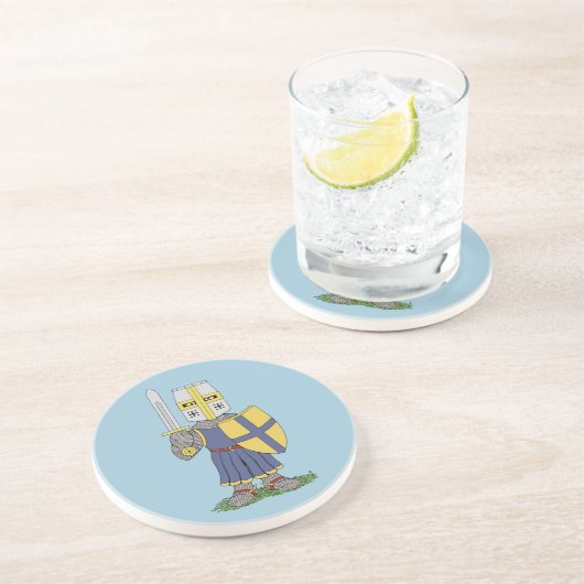 Niedlicher mittelalterlicher Ritter Getränkeuntersetzer (Seite)