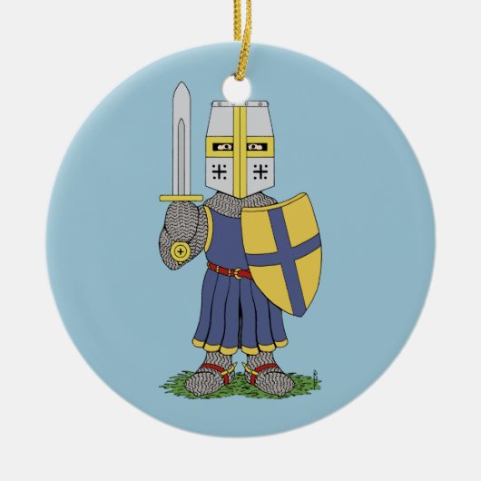 Niedlicher mittelalterlicher Ritter Keramik Ornament (Vorne)