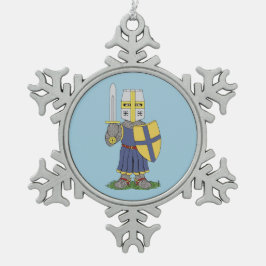 Niedlicher mittelalterlicher Ritter Schneeflocken Zinn-Ornament