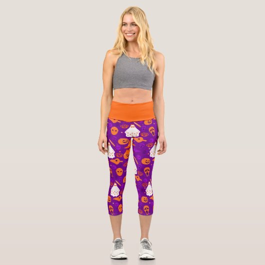 niedlicher Mittelorange Capri Leggings (Vorderseite)