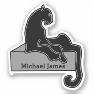 Niedlicher mittelschwarzer Panther-Name Aufkleber