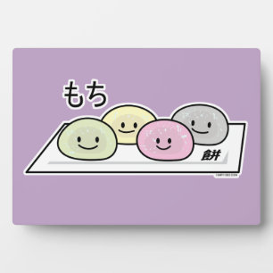 Niedlicher Mochi-Eis-Reis Kuchen Japanischer grüne Fotoplatte